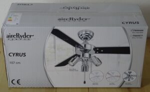 Verpackung und Lieferung des AireRyder Deckenventilators Cyrus im Test